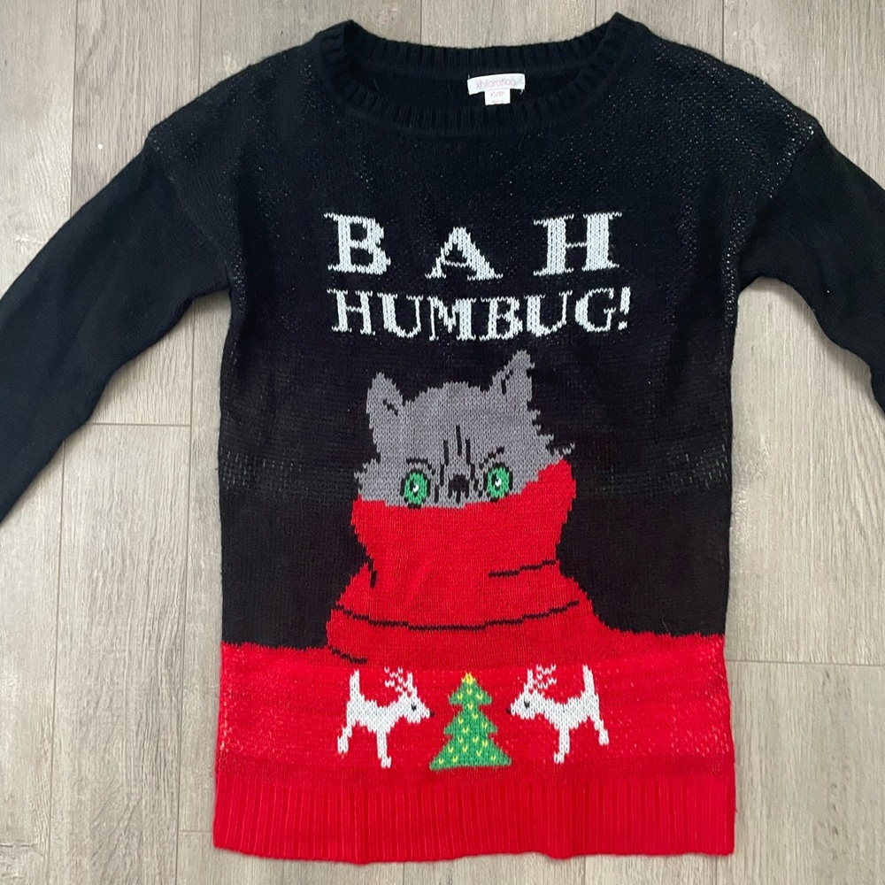 Bogo Cat Bah Humbug Ugly Holiday Sweater View 2
